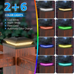 6-Pack RGB Patio Post Cap Lights, Solar LED