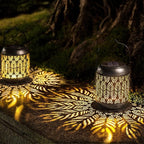 2-Pack Garden Solar Porch Lanterns, Classic Waterproof LED