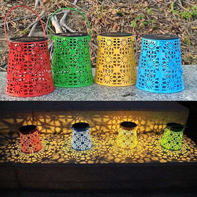 Garden Solar Lantern Set 4-Pack, Metal Garden Lighting