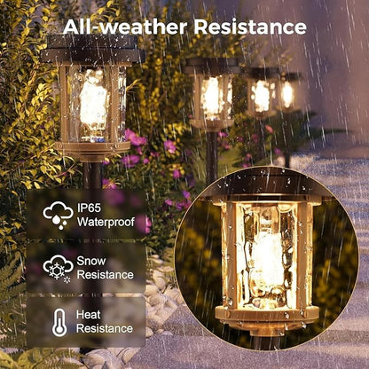 XMCOSY+ Solar Pathway Lights Outdoor, 6 Pack Solar Powered Garden Lights, 20 LM LED Glass Landscape Lights, Waterproof Lighting for Garden Yard Landscape Driveway Walkway