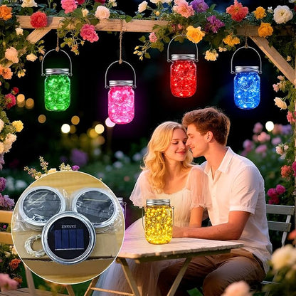 ZNYCYE Mason Jar Solar Lights for Outside, 12 Pack 30LED Fairy Firefly Lights Mason Jar Solar Lids Outdoor Waterproof String Lights with Hangers(NO Jars) for Patio Garden Yard Lawn Decor(6 Colors)