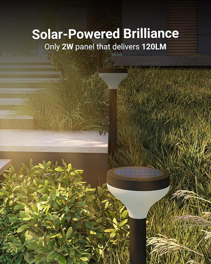 Sunco 6 Pack Round Solar Pathway Lights Outdoor, Super Bright 120 LM, 2CCT 2700K/4000K, Dimmable Path Lights for Garden, Backyard, Walkway, Driveway