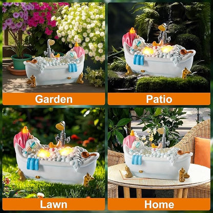 WINTS Solar Garden Gnome, Resin Bathing Figure Outdoor Decorations with Cute Solar Lights for Lawn, Yard, Garden, Funny Gnome Gifts for Women, Birthday