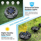 8-Pack White In-Ground Solar Lights, Flat LED Landscape