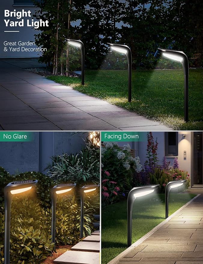 Solar Pathway Lights,【2 Pack】 Solar Garden Lights Outdoor Waterproof Solar Powered Path Light Auto On/Off for Landscape Path Yard Patio Walkway Driveway Pool Holiday (Cool White & Warm White)