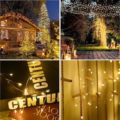 120 LED Fairy Lights, 14.7ft String Lights with Remote, 8 Modes Timer Twinkle Lights Battery Operated, Fairy Lights for Bedroom Wreath Party Window Wedding Christmas Tree Decoration,Warm White