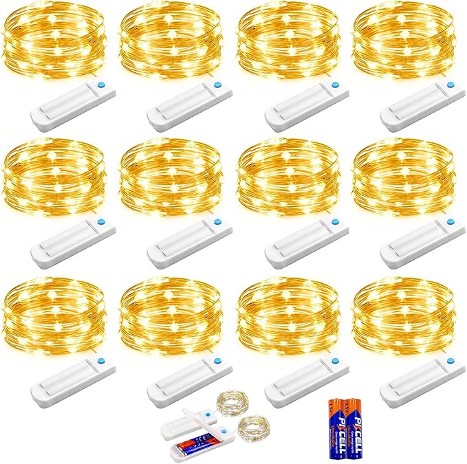 12-Pack Warm White Yard String Lights, 10ft Weatherproof LED