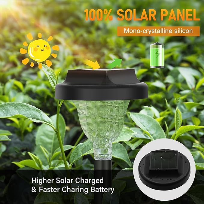 Siatom Solar Pathway Lights 10 Pack, Bright Solar Path Lights Outdoor Waterproof IP65, Walking Path Solar Lights for Outside, Garden, Lawn, Walkway, Yard (Warm White)