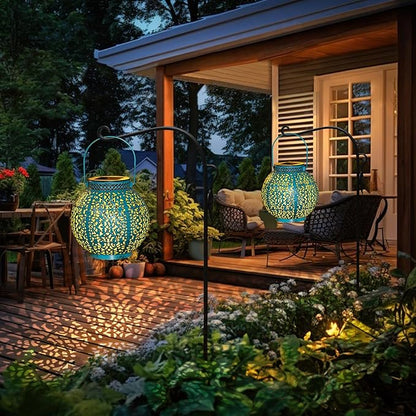 TAKE ME 2 Packs Solar Lanterns Outdoor Lights Waterproof Garden Lanterns for Patio,Outside Mothers Day Gifts Mom Wife Grandma Birthday Gifts [Set of 2]