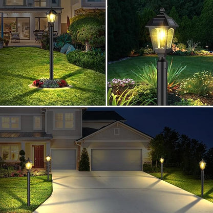 Solar Post Lights Outdoor, Aluminium Solar Lamp Post Light with Pier Mount Base, Outside Decor for Yard Garden Pole Pillar, 100 Lumens (Warm White) ﻿