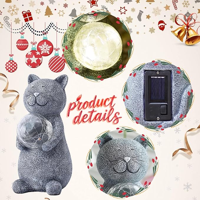 Solar Cat Statue Light, Yard Decor