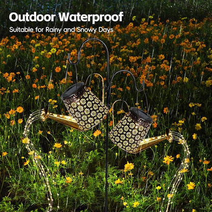 Solar Watering Can with Lights, 2Pack Solar Light Garden Decor for Outside, Pathway Walkway Patio Yard Outdoor Decoration Gift (Warm White 90LED)