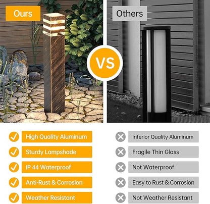 SLAWA 23.6In Pathway Lights Bronze E26 Outdoor Waterproof Post Lights Outside Housing Landscape Path Lighting Exterior Sideway Porch Lighting Patio Lawn Bollard Lamp Exterior Floor Lamp with Warm Bulb