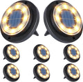 8-Pack Solar Ground Disk Lights, Warm White Waterproof LED