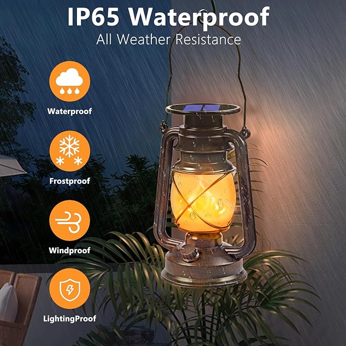 Solar Hanging Lanterns 2-Pack, Outdoor Hanging LED Decor
