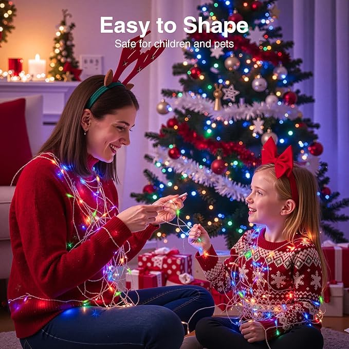 4-Pack Christmas LED String Lights, Waterproof Timer Lights