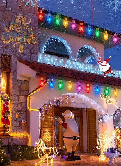 Strawberry Jumbo C9 Christmas Pathway Lights Outdoor - 2 Pack Total 17 Feet 10 LED C9 Christmas Light, C7 Light Covered Jumbo Bulb Christma Lights Outdoor Decorations for Yard Lawn Holiday Outside