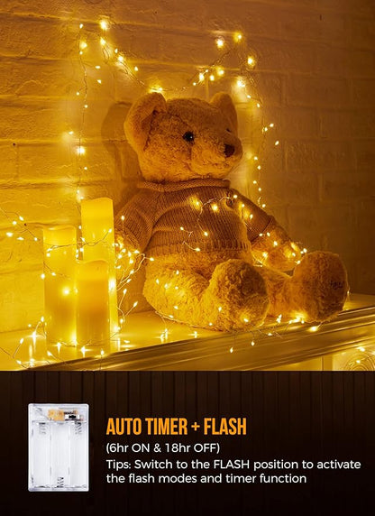 2-Pack Christmas String Lights, 10ft 120 LED Waterproof Twinkle Lights