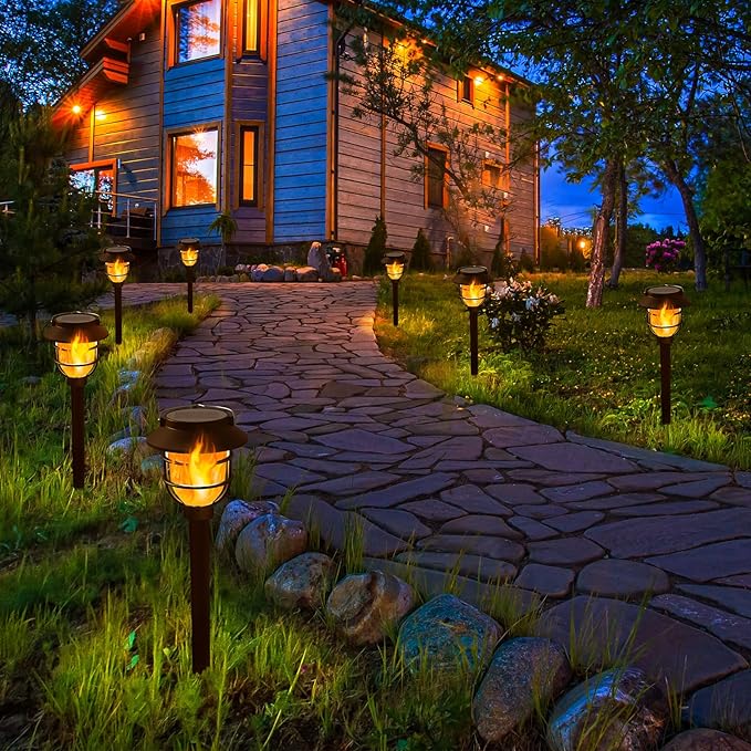 10-Pack Solar Path Lights, Outdoor Garden LED