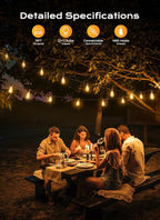 Brightown Outdoor String Lights, 75ft 24 ST38 Shatterproof LED Patio Lights, Dimmable IP65 Waterproof