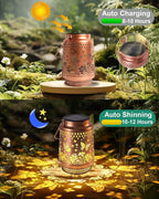 2-Pack Butterfly Solar Porch Lanterns, Classic Waterproof LED