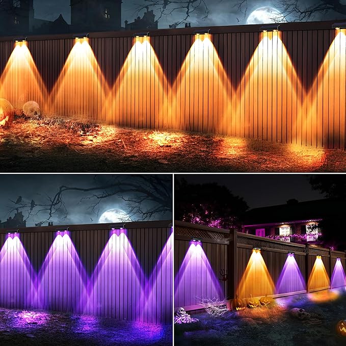 Brizled 16 Pack Fence Solar Lights, 11 Modes & 9 Colors - Warm White/Cool White/RGB Color Changing IP65 Waterproof Outdoor Wall Lights, 100 Lumens Outdoor Solar Deck Lighting for Railing Wall Fence