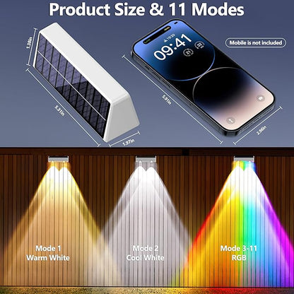Brizled 12 Pack Outdoor Solar Fence Lights, 11 Modes & 9 Colors Color Changing Fence Solar Lights Waterproof IP65, 100 Lumens Landscape Deck Outdoor Lighting for Backyard Railing Wall Fence Poolside