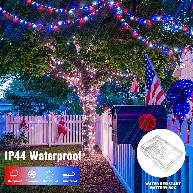 2-Pack 100 LED Christmas Twinkle Lights, 33ft Waterproof for Patio