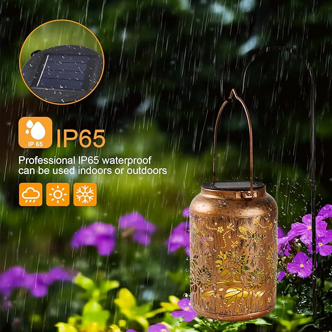 Sunflower Solar Lantern, Chrismas Gifts, Outdoor Waterproof LED Decorative Garden Lights for Lawn, Landscape, Patio, Porch Hanging Solar Lights for Women, Ladies, Mom, Grandma