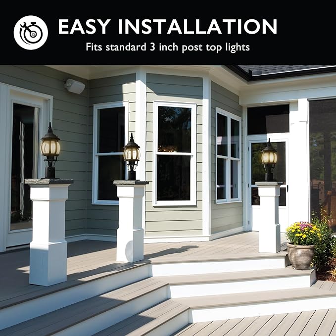 Design House 588004 Outdoor Pier Mount Base for Post Lights Only, Fits 3-Inch Diameter Light Posts, Weather-Resistant Aluminum for Porch, Deck & Patio