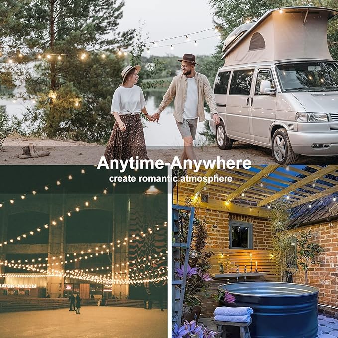 LED Outdoor String Lights, 25Ft G40 Globe Patio String Light Waterproof with 27 LED Warm White Bulbs, Hanging Outdoor Lights for Backyard Garden Porch Bistro Wedding Party Holiday Decor, Black Wire
