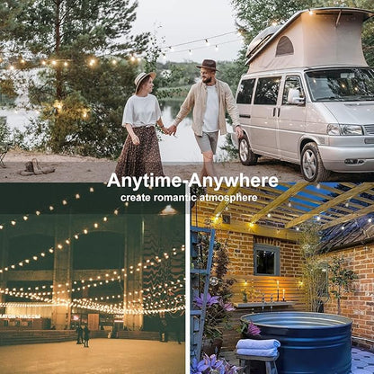 LED Outdoor String Lights, 25Ft G40 Globe Patio String Light Waterproof with 27 LED Warm White Bulbs, Hanging Outdoor Lights for Backyard Garden Porch Bistro Wedding Party Holiday Decor, Black Wire