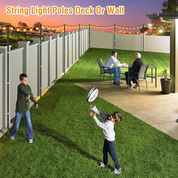 2-Pack Metal String Light Poles, 10ft Patio Stands