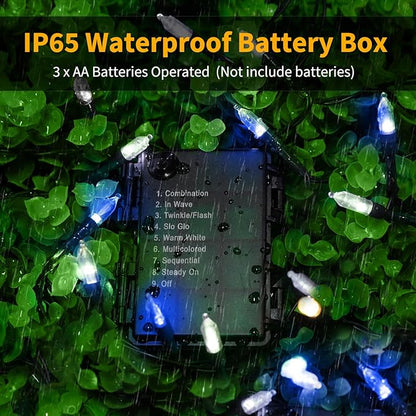 Christmas Backyard String Lights 2-Pack, 50 LED Waterproof