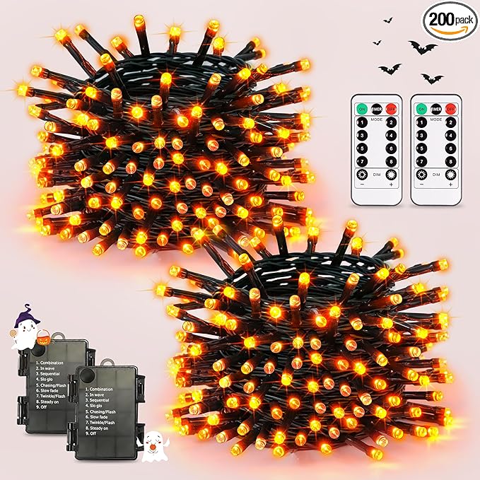 Christmas Porch String Lights 2-Pack, 33ft 100 LED Waterproof