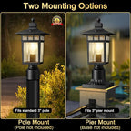 2-Pack Post Lighting Fixture for Outdoor Posts, Black Waterproof