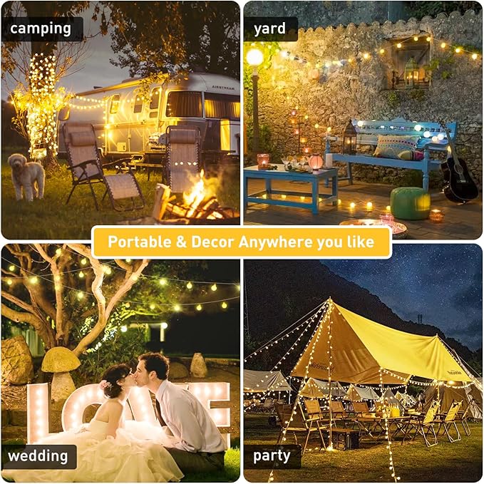 33ft Christmas LED String Lights, Waterproof Timer Lights