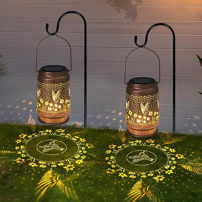 Hummingbird Solar Lantern Outdoor Decorative Solar Lanterns for Garden, Patio, Backyard, and Porch - Waterproof Hanging Lantern for Outside - Perfect Gifts for Women