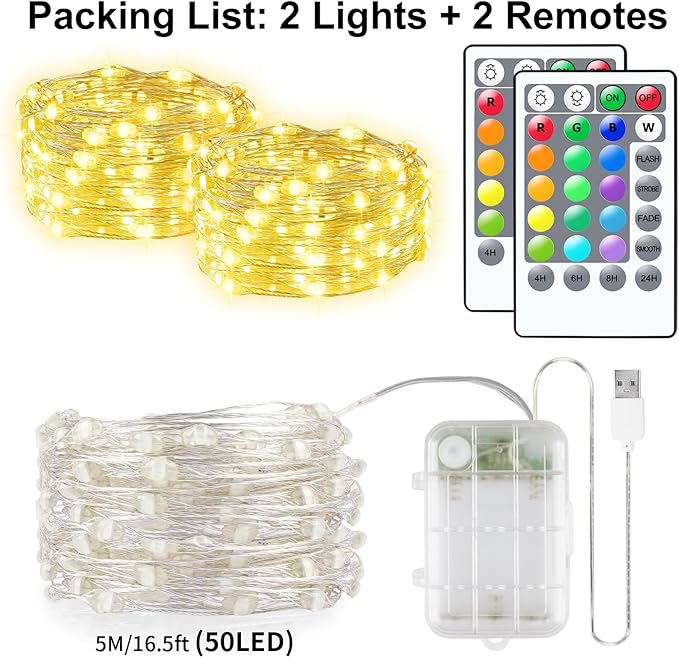 2-Pack 33ft LED Patio String Lights, Waterproof Outdoor