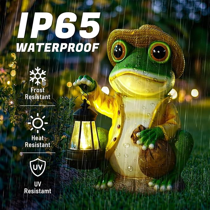 13.3" Frog Solar Lawn Figurine Light, Waterproof