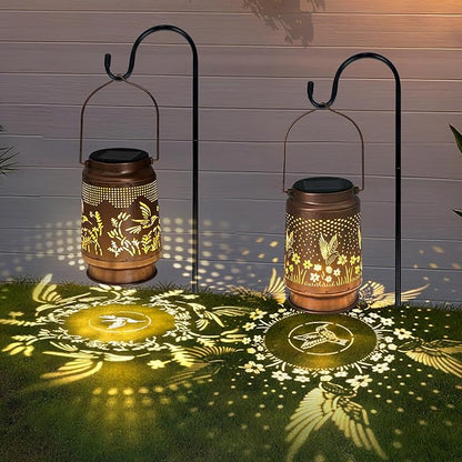 Hummingbird Solar Lantern 2 pcs - Hummingbird Solar Lights for Outside, Patio, Backyard, and Porch - Waterproof Hanging Lantern for Outside - Perfect Gifts for Women