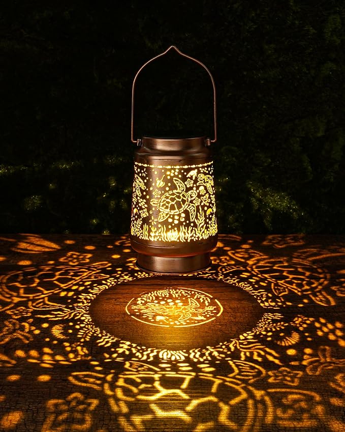 Sea Turtle Gifts for Women - Hanging Solar Lanterns Outdoor Waterproof Led Lights Garden Patio Lawn Pathway Lighting Lamp Seaweed Yard Art Decor Housewarming Birthday Gift for Mom Grandma