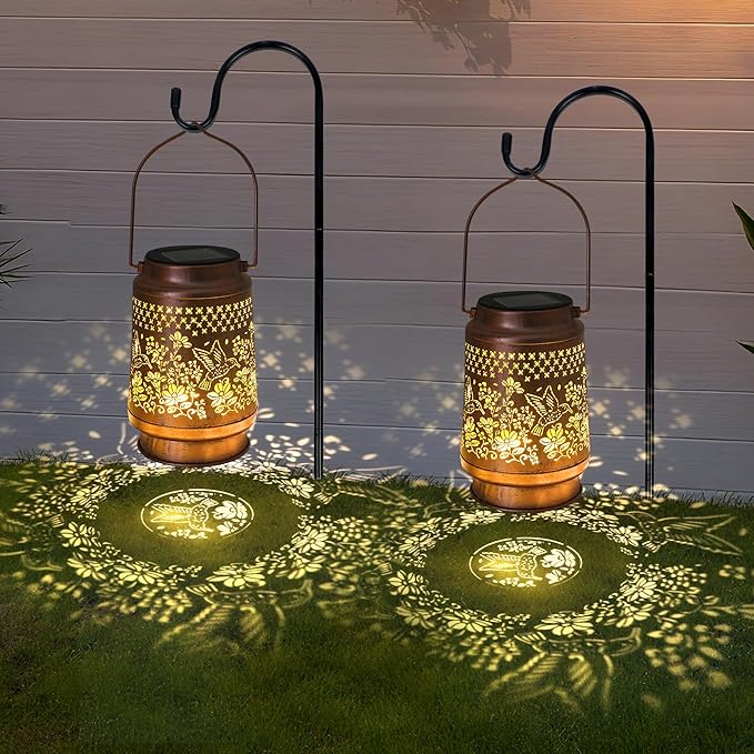 Hummingbird Solar Lantern - Outdoor Decorative Solar Lanterns for Garden, Patio, Backyard, and Porch - Waterproof Hanging Lantern for Outside - Perfect Gifts for Women