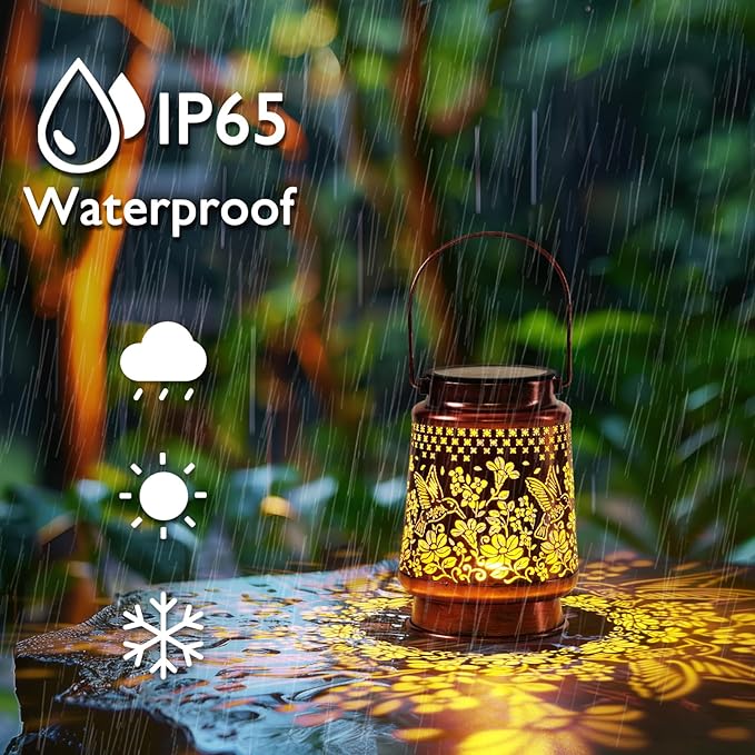Homemory Solar Lanterns Outdoor Waterproof Hummingbird Lights Garden Decor, Birthday Gifts for Women Mom Grandma, LED Hanging Solar Lights for Yard, Patio, Backyard, Porch, Lawn