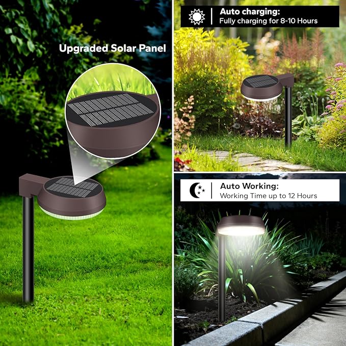 Bright Solar Pathway Lights Outdoor,Dusk to Dawn Solar Driveway Lights,Good Battery Life Yard Light for Walkway Lawn Sidewalk Outside Garden