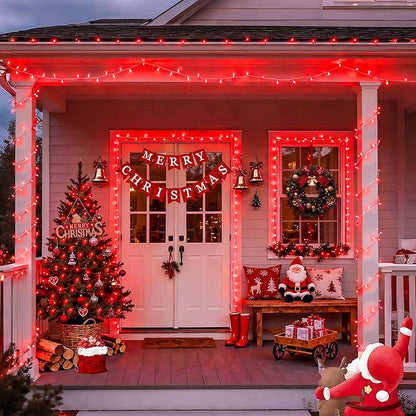 JMEXSUSS 33ft 100 LED Red Battery Operated Lights with Remote, Valentine Lights Battery Operated, Christmas String Light Indoor Outdoor for Valentine's Day Tree House Yard Xmas Decor