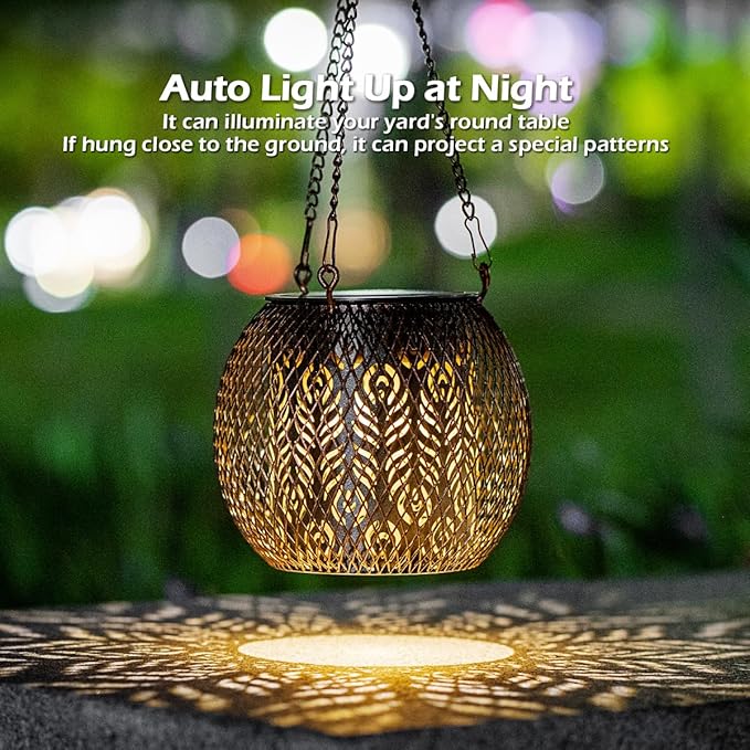Backyard Solar Lantern Set 2-Pack, Elegant Yard Lighting