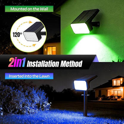 Solar Spot Lights Outdoor Color Changing, [10 pack/28 LED] 7 Modes Auto On/Off Solar Landscape Spotlights, Ip67 Waterproof Solor Powered Pathway Lights for Outside Yard Garden Walkway Tree Patio
