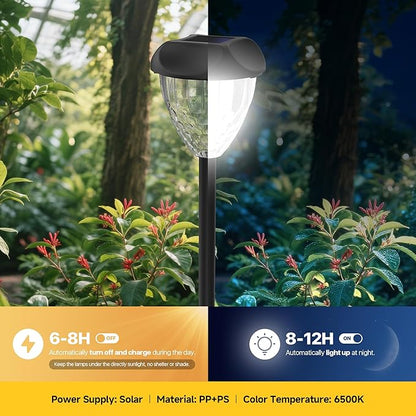 Ensenior Solar Pathway Lights Outdoor - 14.17" Height, 6500K LED Landscape Garden Lights, IP65 Waterproof, Tool-Free Auto ON/Off for Garden Yard Patio Walkway Landscape, 16-Pack