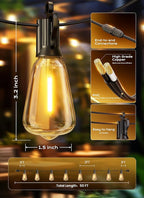 Brightown Outdoor String Lights, 50ft 27 ST38 Shatterproof LED Patio Lights, Dimmable IP65 Waterproof
